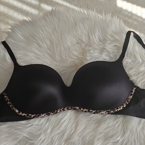 Victoria's Secret Black Bra with Animal Print Accent